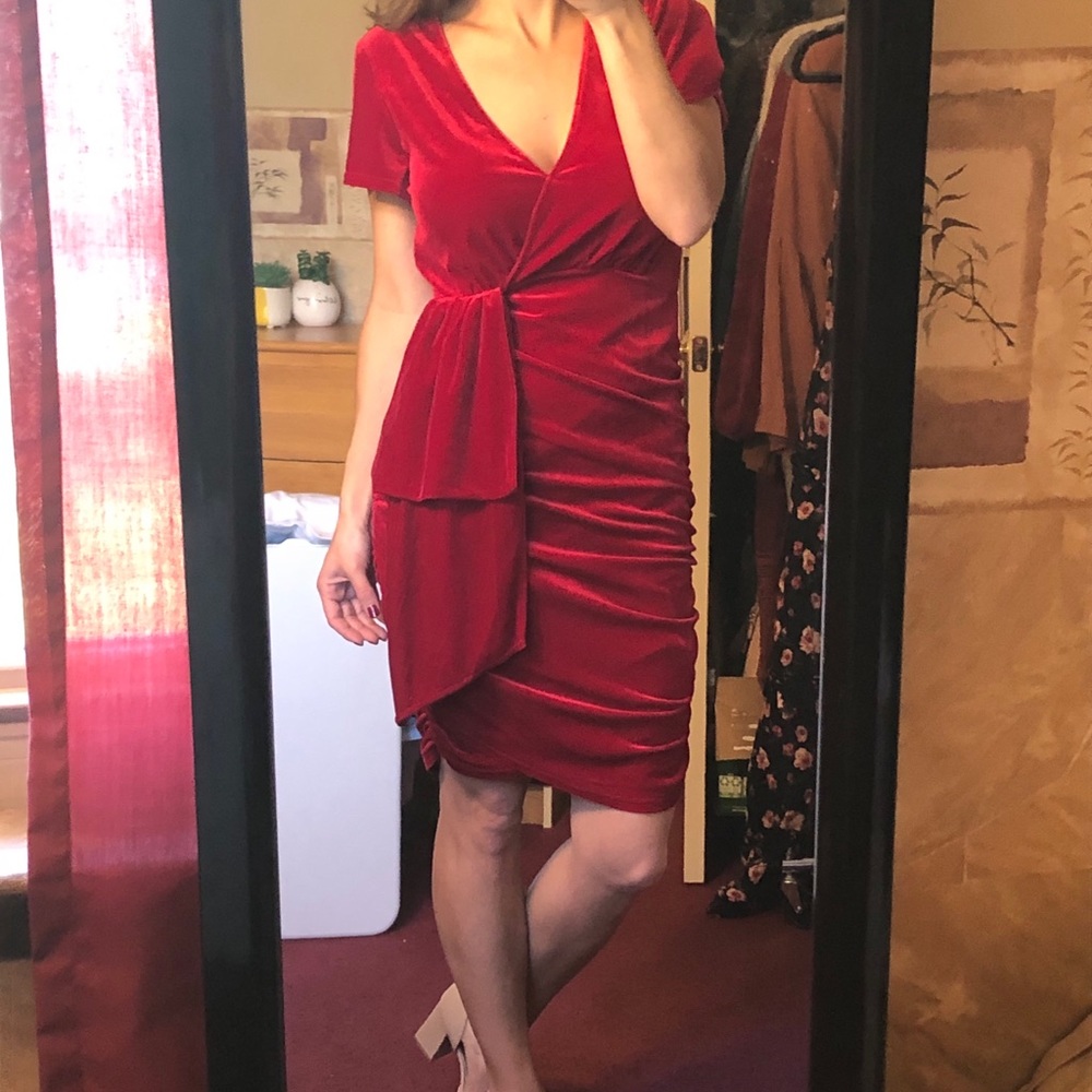 Red velvet dress